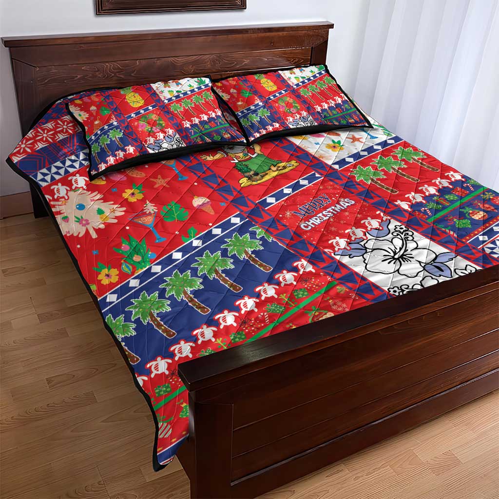 Wallis And Futuna Christmas Quilt Bed Set Festive Beach Vibes - Polynesian Pride