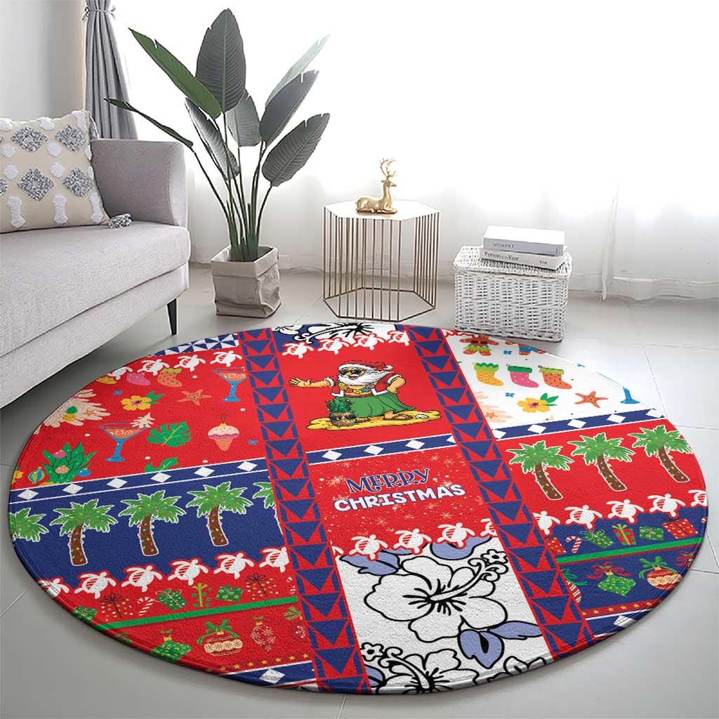 Wallis And Futuna Christmas Round Carpet Festive Beach Vibes - Polynesian Pride