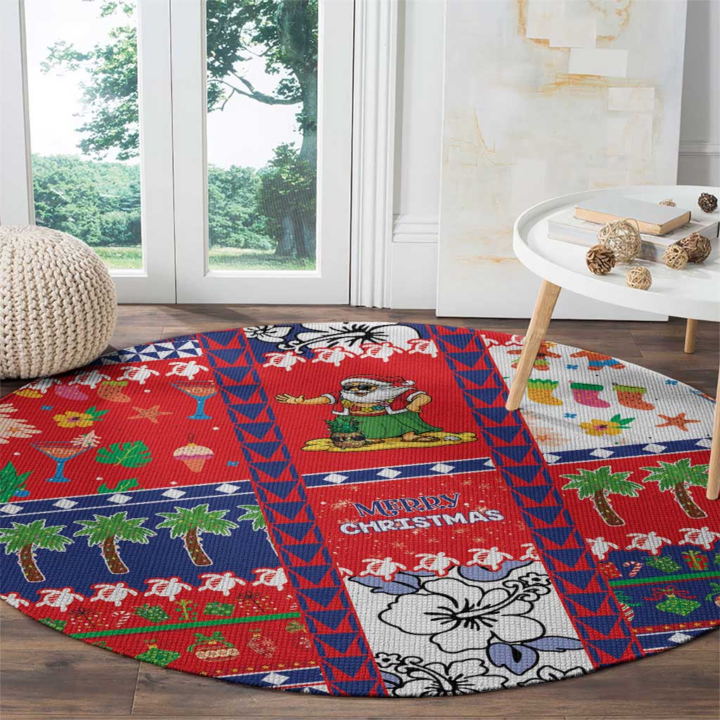 Wallis And Futuna Christmas Round Carpet Festive Beach Vibes - Polynesian Pride