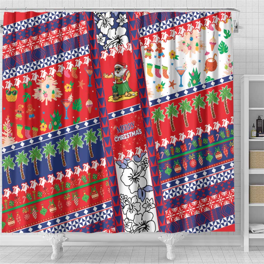 Wallis And Futuna Christmas Shower Curtain Festive Beach Vibes - Polynesian Pride