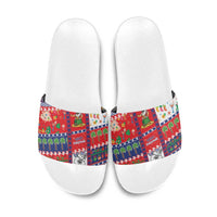 Wallis And Futuna Christmas Slide Sandals Festive Beach Vibes - Polynesian Pride