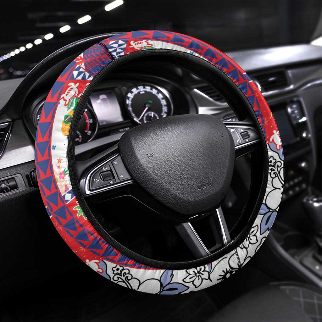 Wallis And Futuna Christmas Steering Wheel Cover Festive Beach Vibes - Polynesian Pride