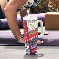 Wallis And Futuna Christmas Tumbler With Handle Festive Beach Vibes - Polynesian Pride