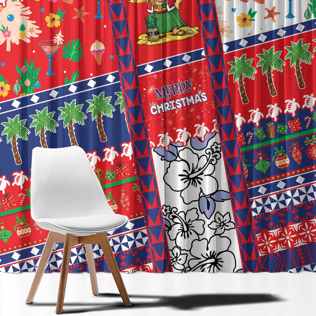 Wallis And Futuna Christmas Window Curtain Festive Beach Vibes - Polynesian Pride