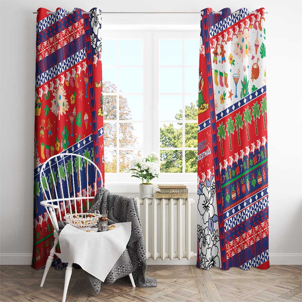 Wallis And Futuna Christmas Window Curtain Festive Beach Vibes - Polynesian Pride