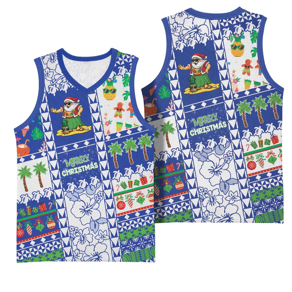 Northern Mariana Islands Christmas Basketball Jersey Festive Beach Vibes - Polynesian Pride
