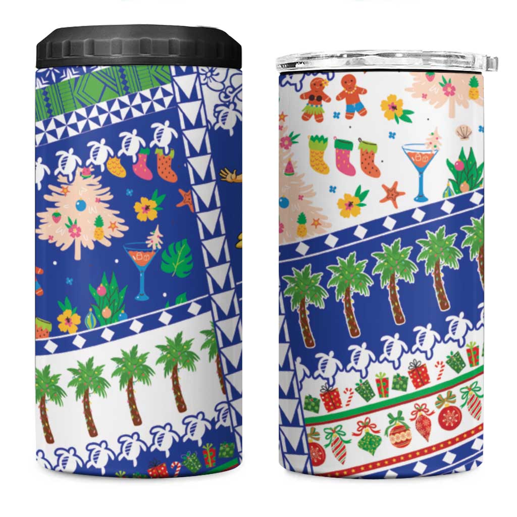 Northern Mariana Islands Christmas 4 in 1 Can Cooler Tumbler Festive Beach Vibes - Polynesian Pride