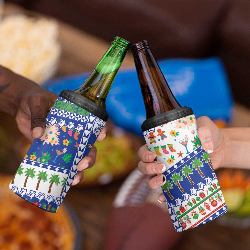 Northern Mariana Islands Christmas 4 in 1 Can Cooler Tumbler Festive Beach Vibes - Polynesian Pride