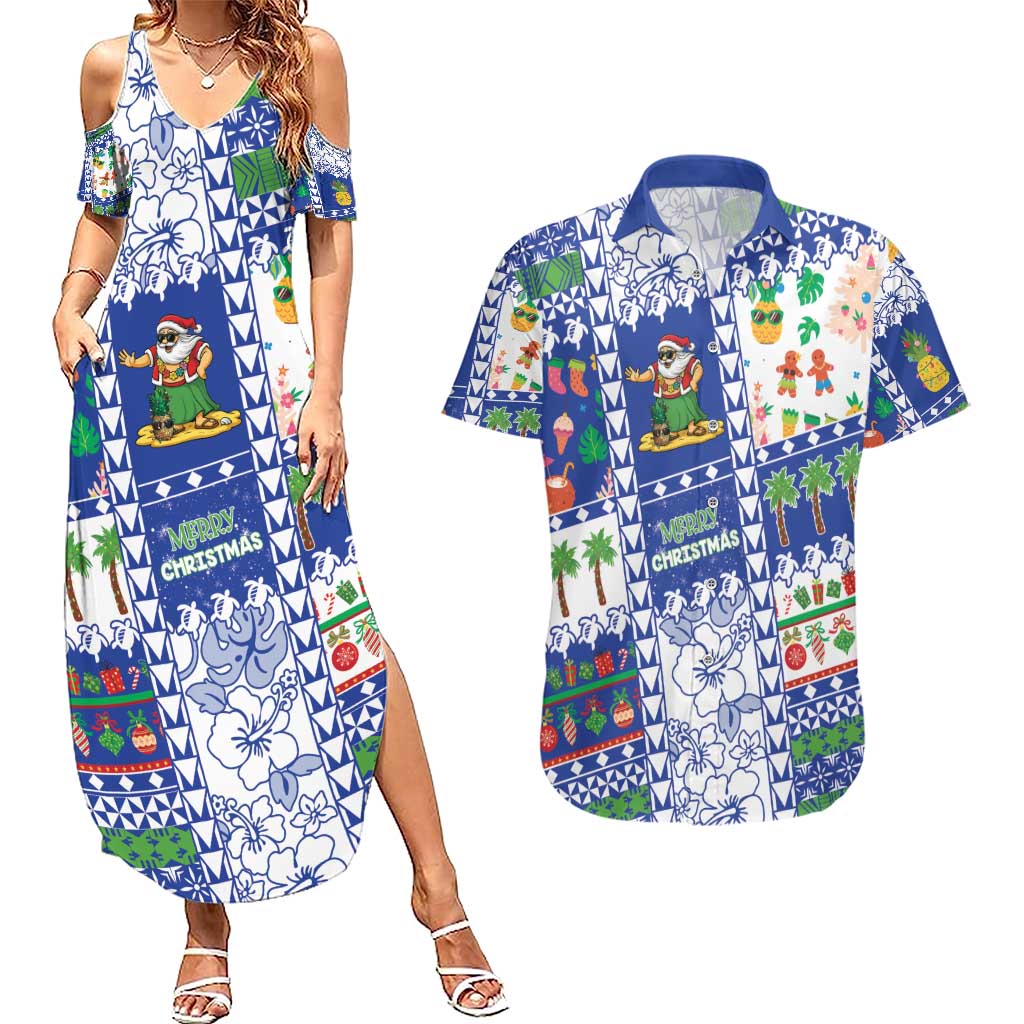 Northern Mariana Islands Christmas Couples Matching Summer Maxi Dress and Hawaiian Shirt Festive Beach Vibes - Polynesian Pride