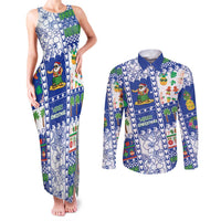 Northern Mariana Islands Christmas Couples Matching Tank Maxi Dress and Long Sleeve Button Shirt Festive Beach Vibes - Polynesian Pride
