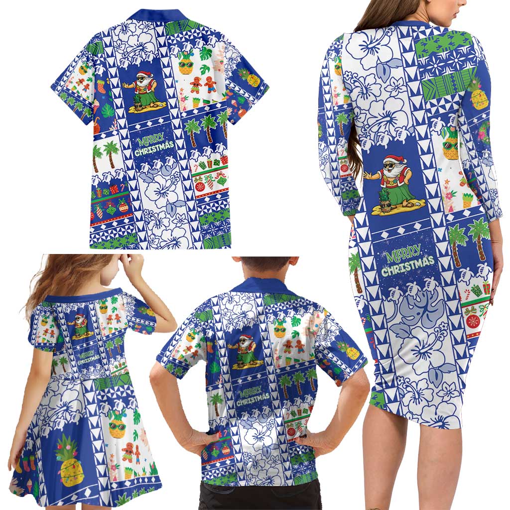 Northern Mariana Islands Christmas Family Matching Long Sleeve Bodycon Dress and Hawaiian Shirt Festive Beach Vibes - Polynesian Pride