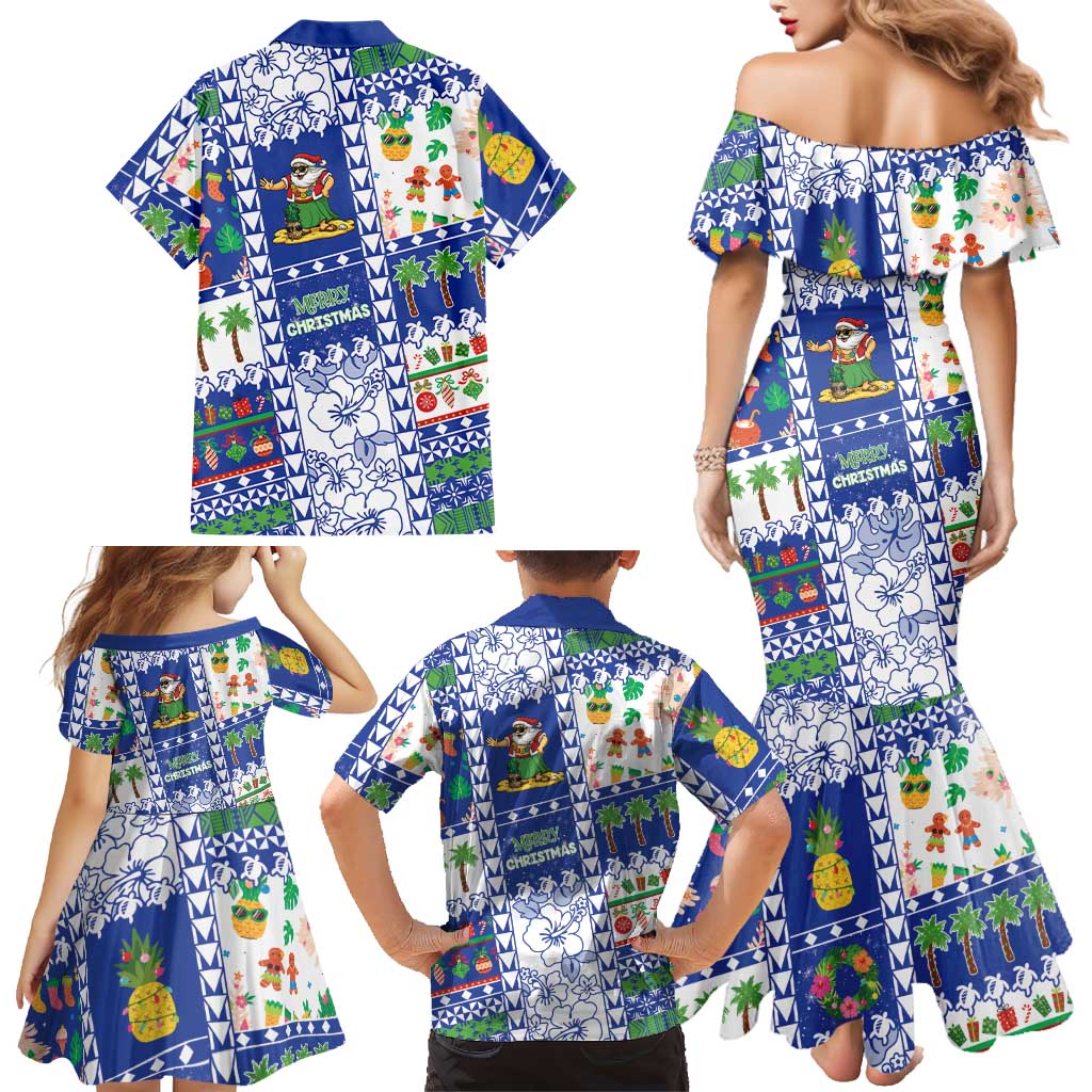 Northern Mariana Islands Christmas Family Matching Mermaid Dress and Hawaiian Shirt Festive Beach Vibes - Polynesian Pride