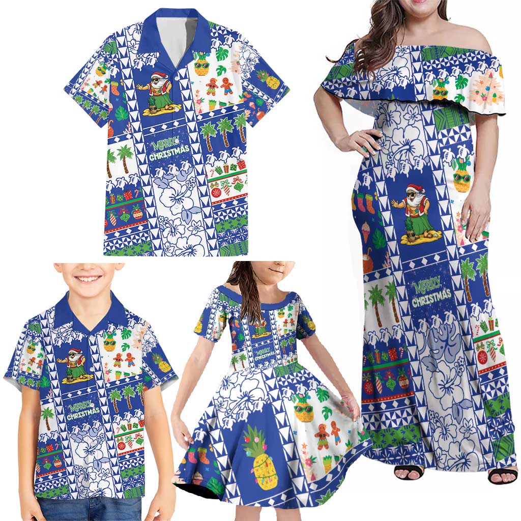 Northern Mariana Islands Christmas Family Matching Off Shoulder Maxi Dress and Hawaiian Shirt Festive Beach Vibes - Polynesian Pride