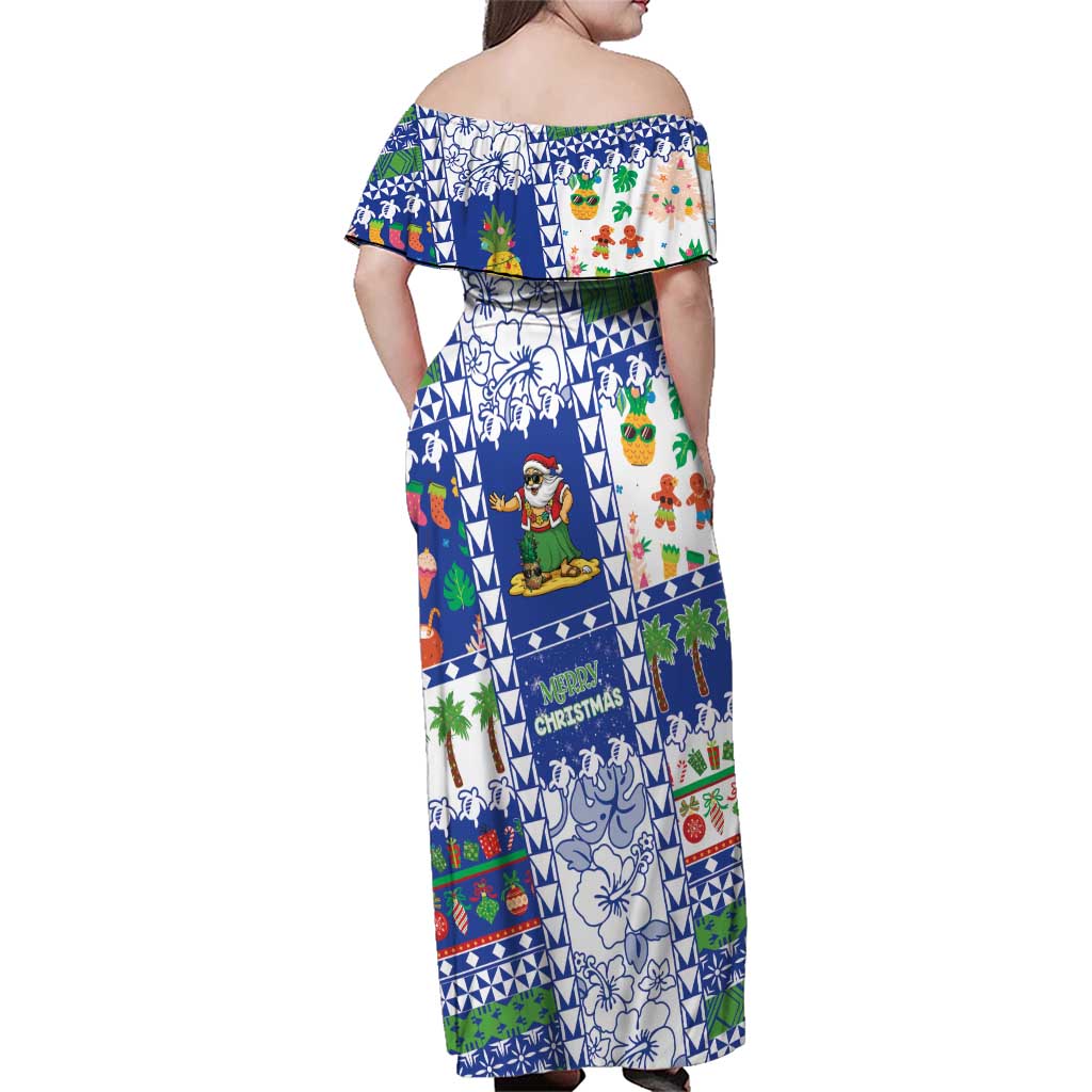 Northern Mariana Islands Christmas Family Matching Off Shoulder Maxi Dress and Hawaiian Shirt Festive Beach Vibes - Polynesian Pride