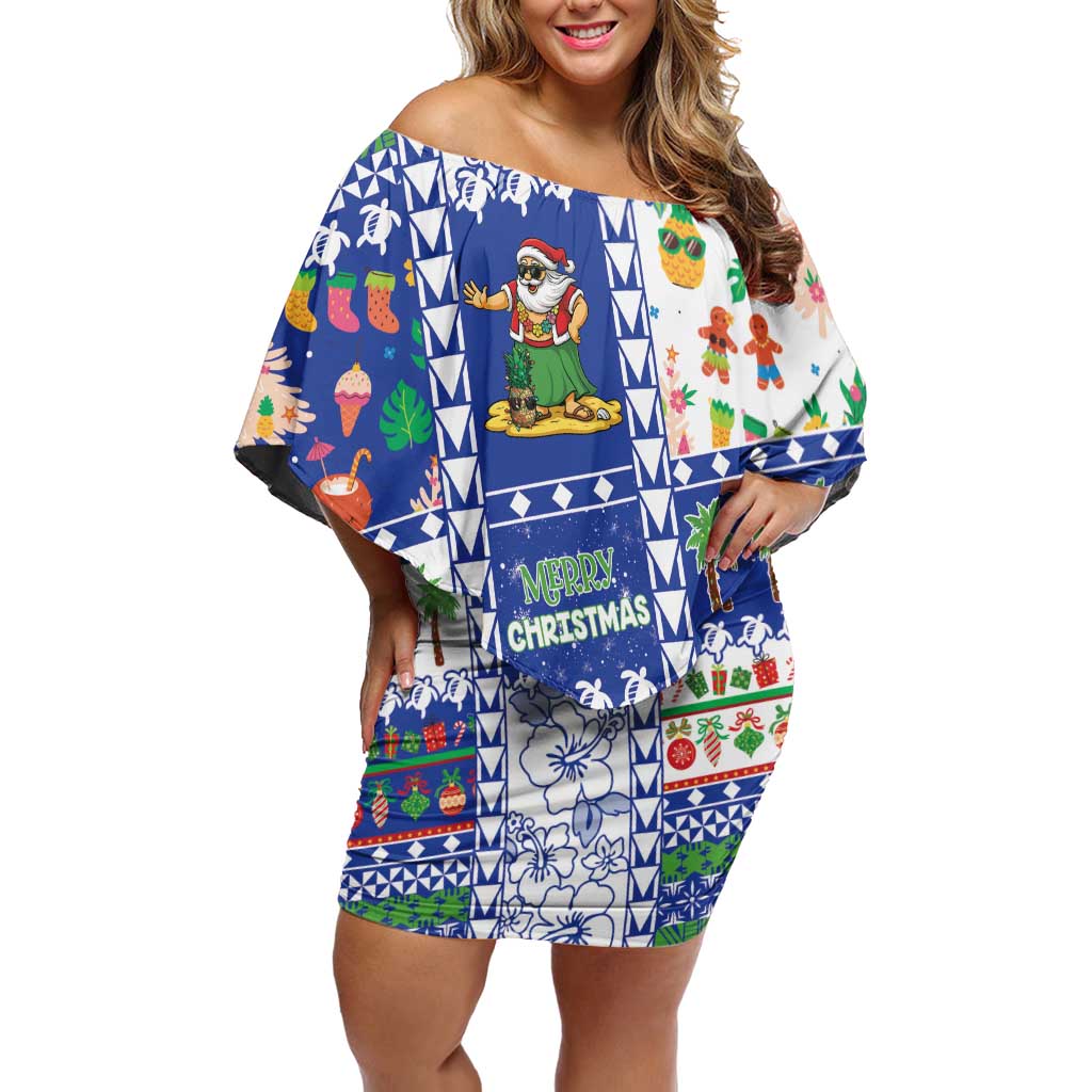 Northern Mariana Islands Christmas Family Matching Off Shoulder Short Dress and Hawaiian Shirt Festive Beach Vibes - Polynesian Pride
