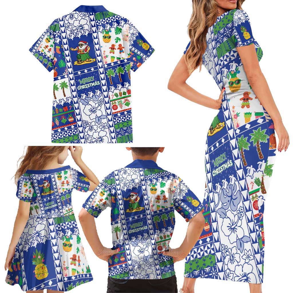 Northern Mariana Islands Christmas Family Matching Short Sleeve Bodycon Dress and Hawaiian Shirt Festive Beach Vibes - Polynesian Pride