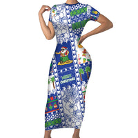 Northern Mariana Islands Christmas Family Matching Short Sleeve Bodycon Dress and Hawaiian Shirt Festive Beach Vibes - Polynesian Pride
