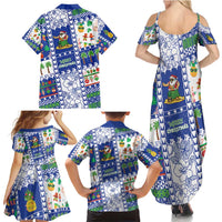 Northern Mariana Islands Christmas Family Matching Summer Maxi Dress and Hawaiian Shirt Festive Beach Vibes - Polynesian Pride
