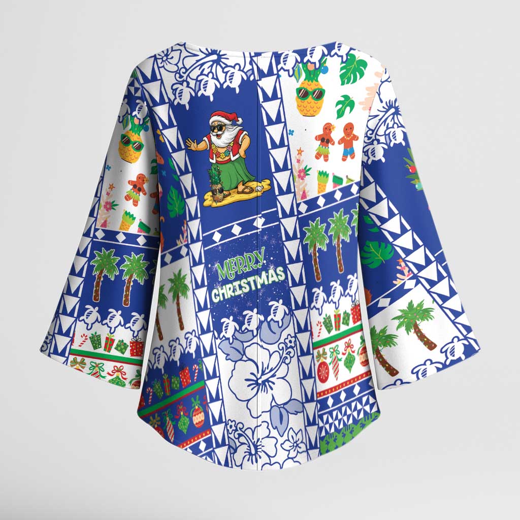 Northern Mariana Islands Christmas Kimono Sleeve Blouse Festive Beach Vibes - Polynesian Pride