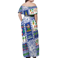Northern Mariana Islands Christmas Off Shoulder Maxi Dress Festive Beach Vibes - Polynesian Pride