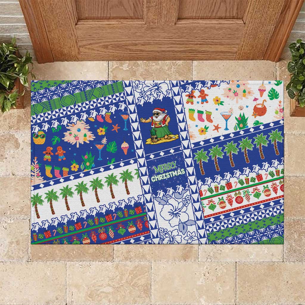 Northern Mariana Islands Christmas Rubber Doormat Festive Beach Vibes - Polynesian Pride