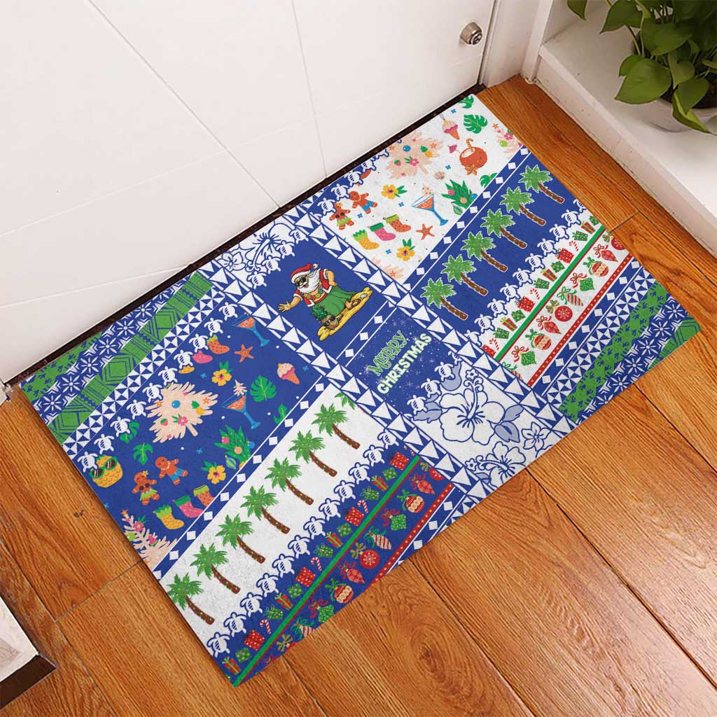Northern Mariana Islands Christmas Rubber Doormat Festive Beach Vibes - Polynesian Pride