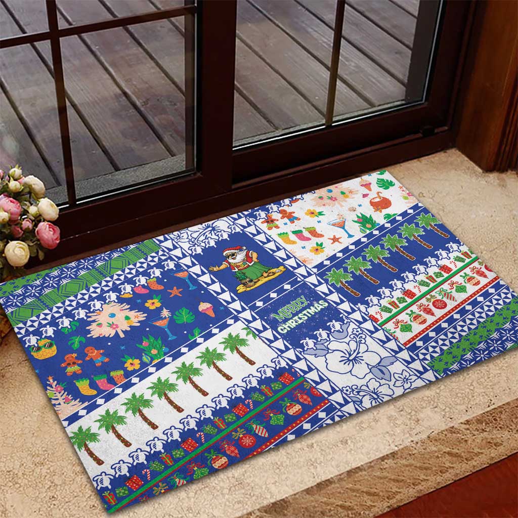 Northern Mariana Islands Christmas Rubber Doormat Festive Beach Vibes - Polynesian Pride