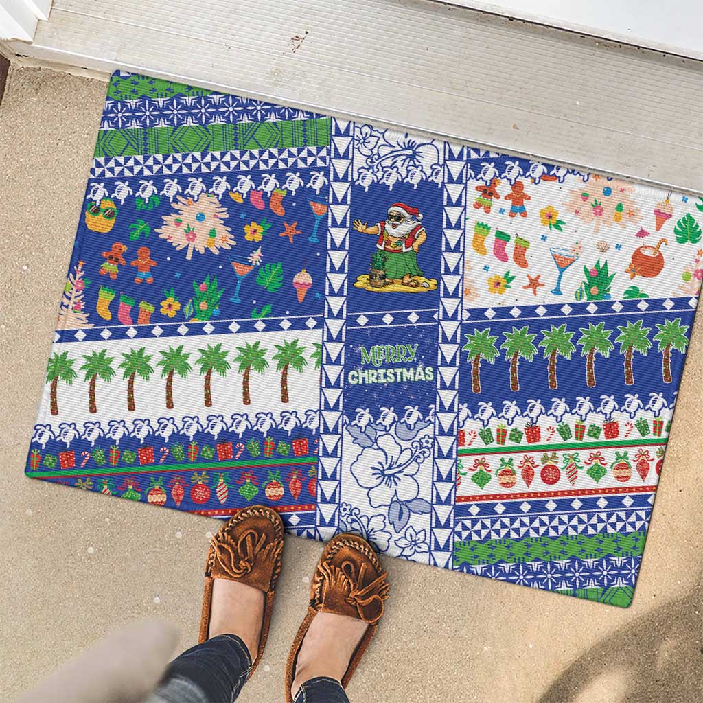 Northern Mariana Islands Christmas Rubber Doormat Festive Beach Vibes - Polynesian Pride