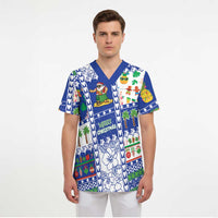 Northern Mariana Islands Christmas Scrub Top Festive Beach Vibes - Polynesian Pride