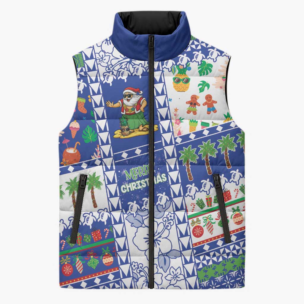 Northern Mariana Islands Christmas Sleeveless Puffer Jacket Festive Beach Vibes - Polynesian Pride