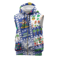 Northern Mariana Islands Christmas Sleeveless Zip Hoodie Festive Beach Vibes - Polynesian Pride