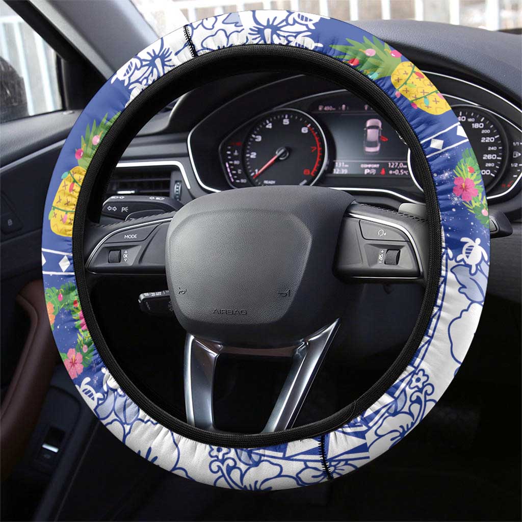 Northern Mariana Islands Christmas Steering Wheel Cover Festive Beach Vibes - Polynesian Pride