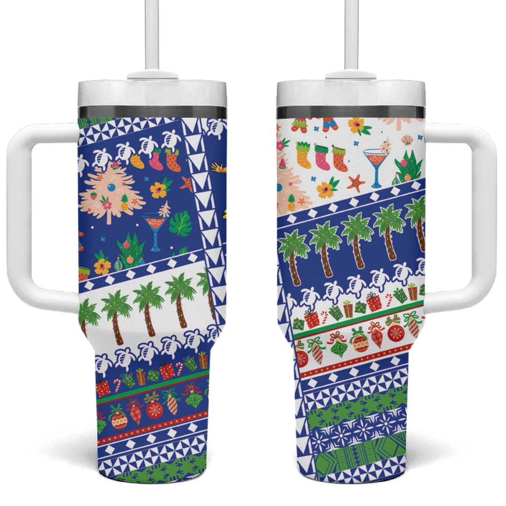 Northern Mariana Islands Christmas Tumbler With Handle Festive Beach Vibes - Polynesian Pride