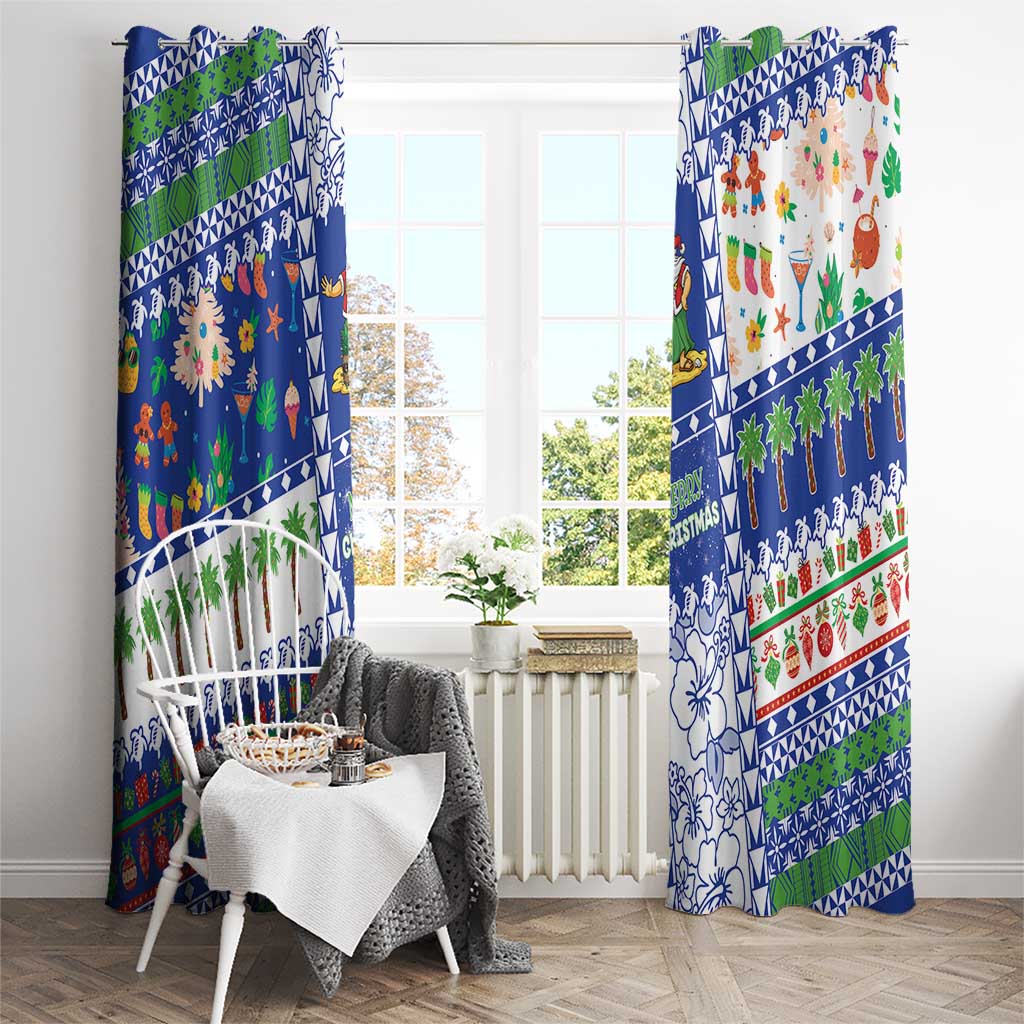 Northern Mariana Islands Christmas Window Curtain Festive Beach Vibes - Polynesian Pride