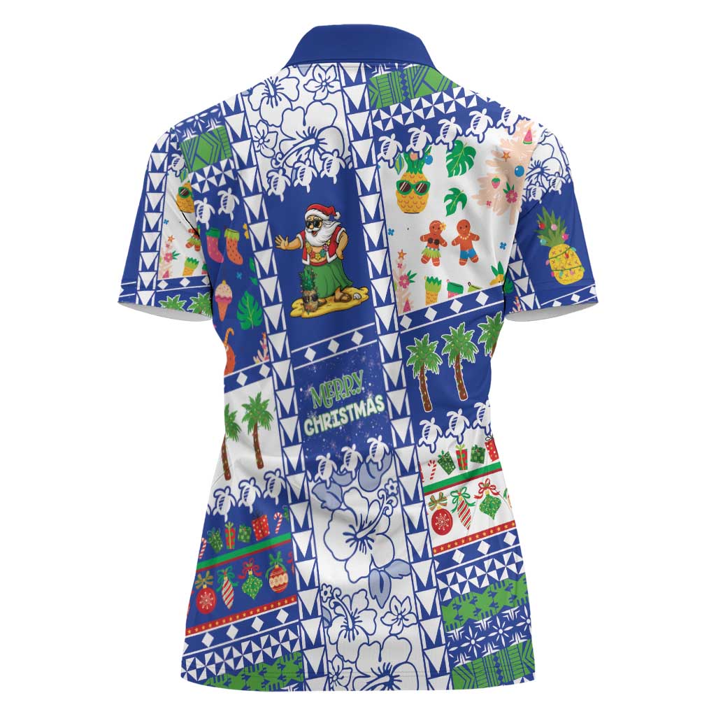 Northern Mariana Islands Christmas Women Polo Shirt Festive Beach Vibes - Polynesian Pride