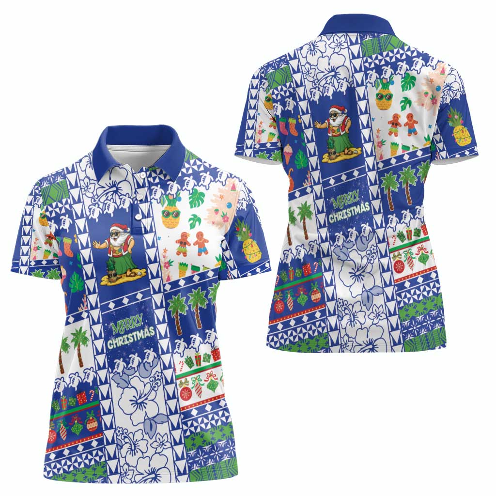 Northern Mariana Islands Christmas Women Polo Shirt Festive Beach Vibes - Polynesian Pride