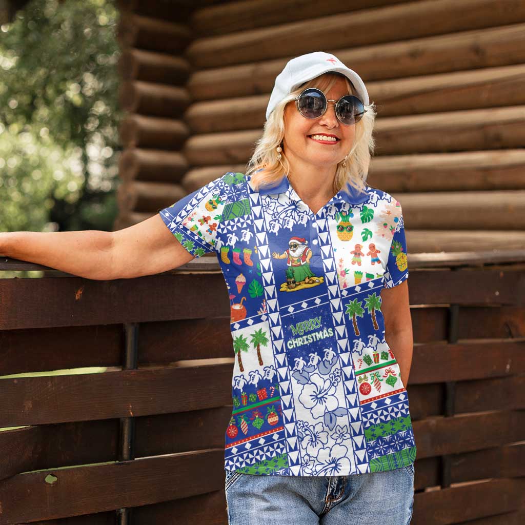 Northern Mariana Islands Christmas Women Polo Shirt Festive Beach Vibes - Polynesian Pride