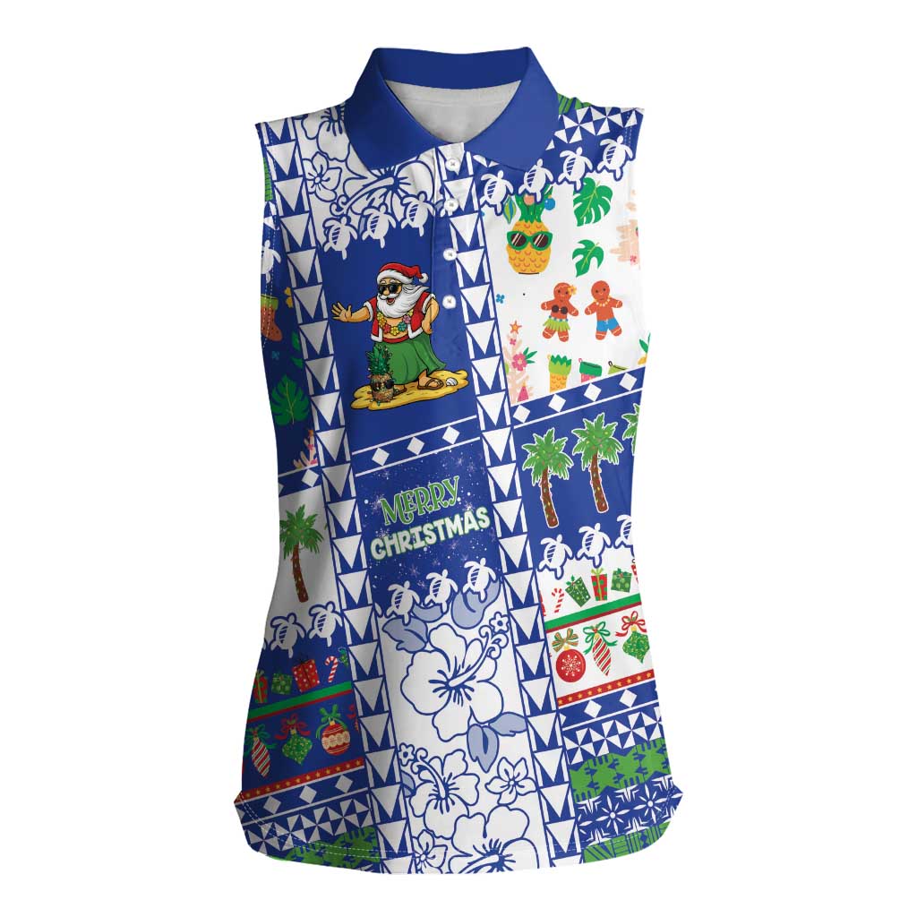 Northern Mariana Islands Christmas Women Sleeveless Polo Shirt Festive Beach Vibes - Polynesian Pride