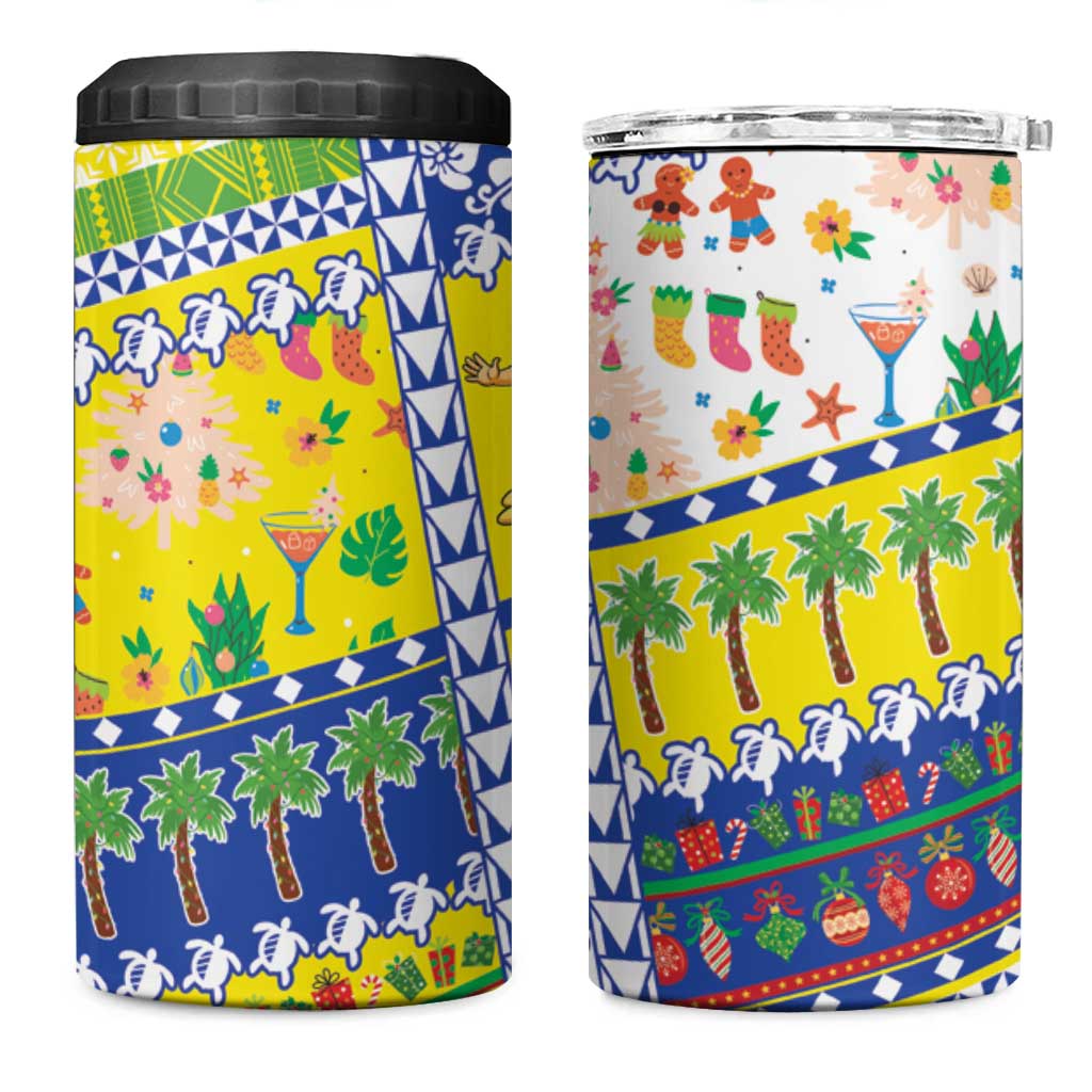 New Caledonia Christmas 4 in 1 Can Cooler Tumbler Festive Beach Vibes - Polynesian Pride