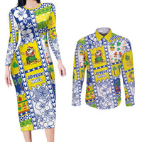 New Caledonia Christmas Couples Matching Long Sleeve Bodycon Dress and Long Sleeve Button Shirt Festive Beach Vibes - Polynesian Pride