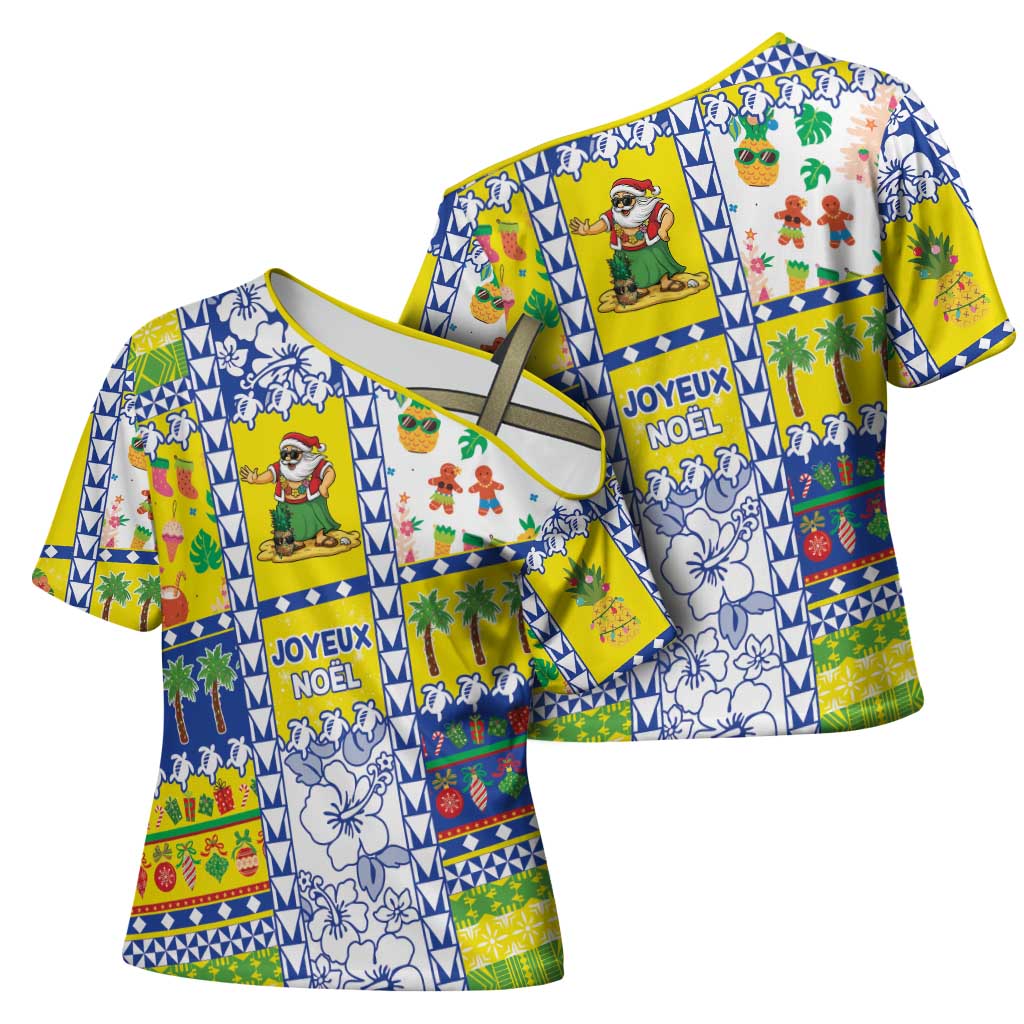 New Caledonia Christmas Cross Shoulder Shirt Festive Beach Vibes - Polynesian Pride