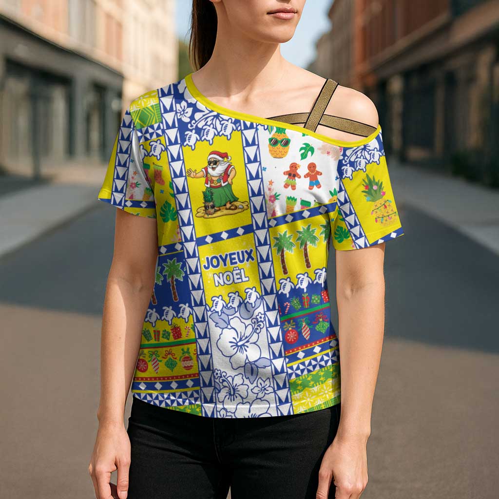 New Caledonia Christmas Cross Shoulder Shirt Festive Beach Vibes - Polynesian Pride
