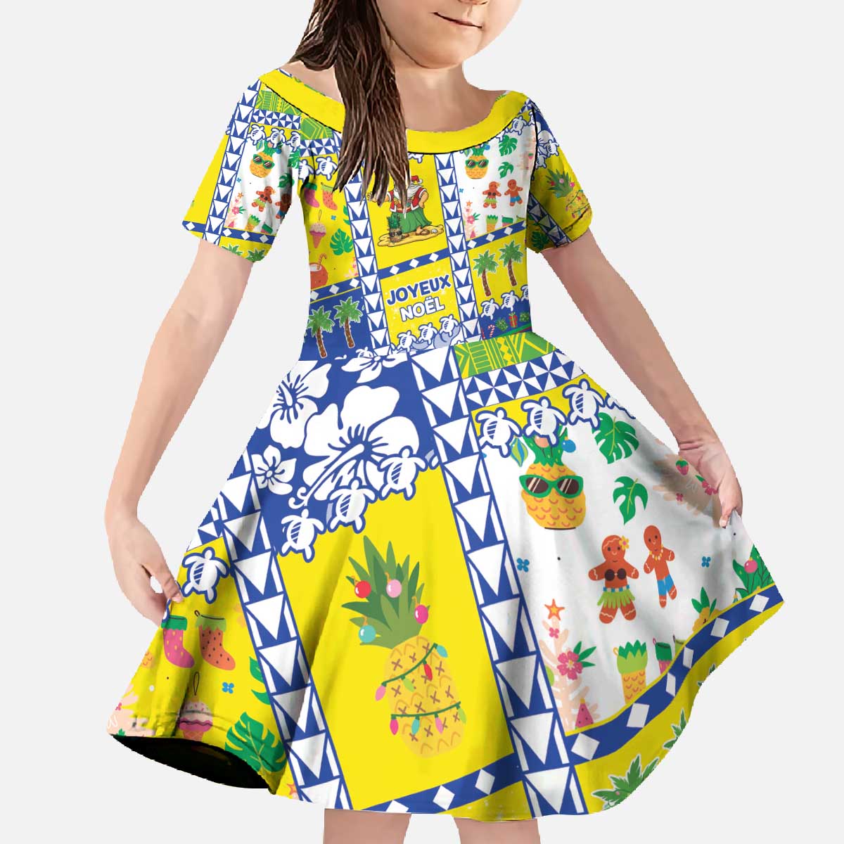 New Caledonia Christmas Family Matching Off The Shoulder Long Sleeve Dress and Hawaiian Shirt Festive Beach Vibes - Polynesian Pride