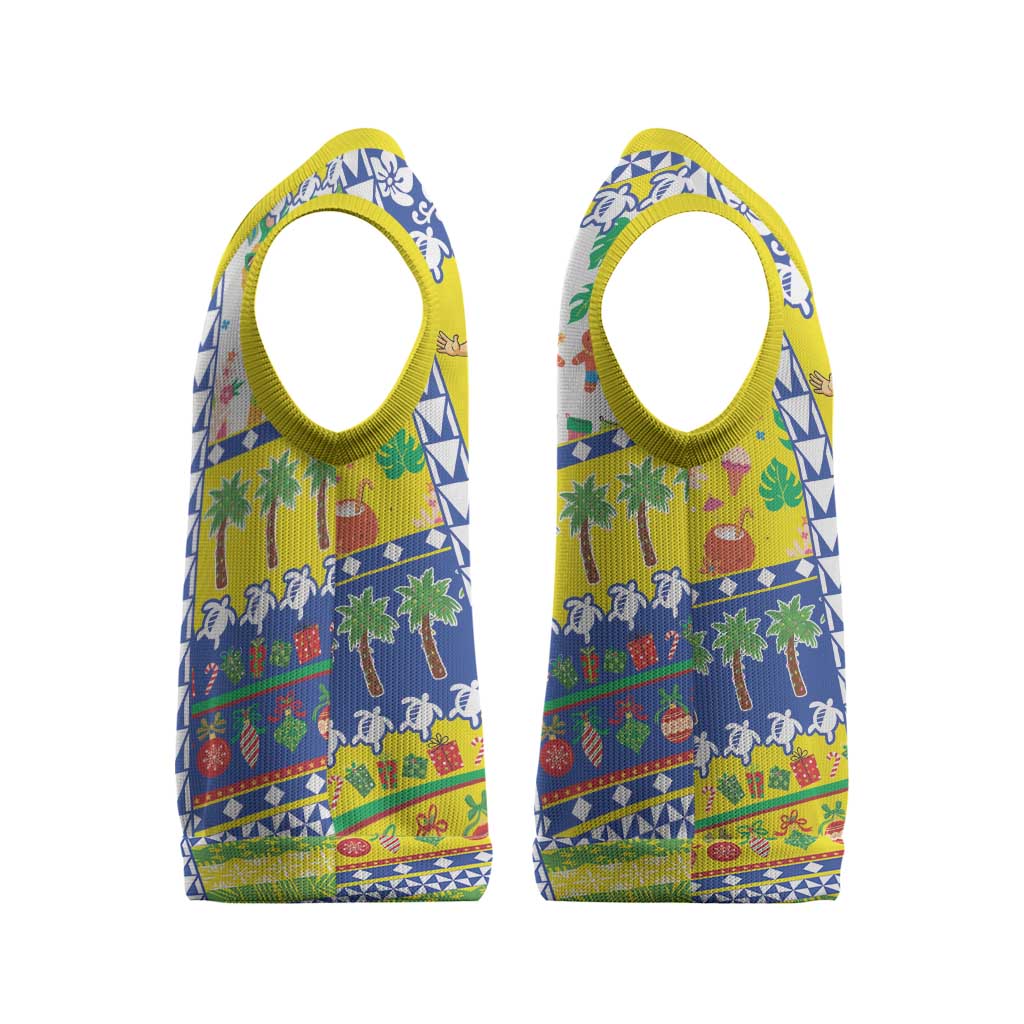 New Caledonia Christmas Knitted V-Neck Vest Festive Beach Vibes - Polynesian Pride