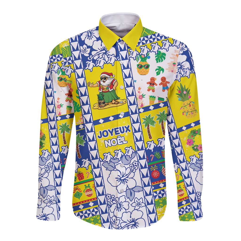 New Caledonia Christmas Long Sleeve Button Shirt Festive Beach Vibes - Polynesian Pride