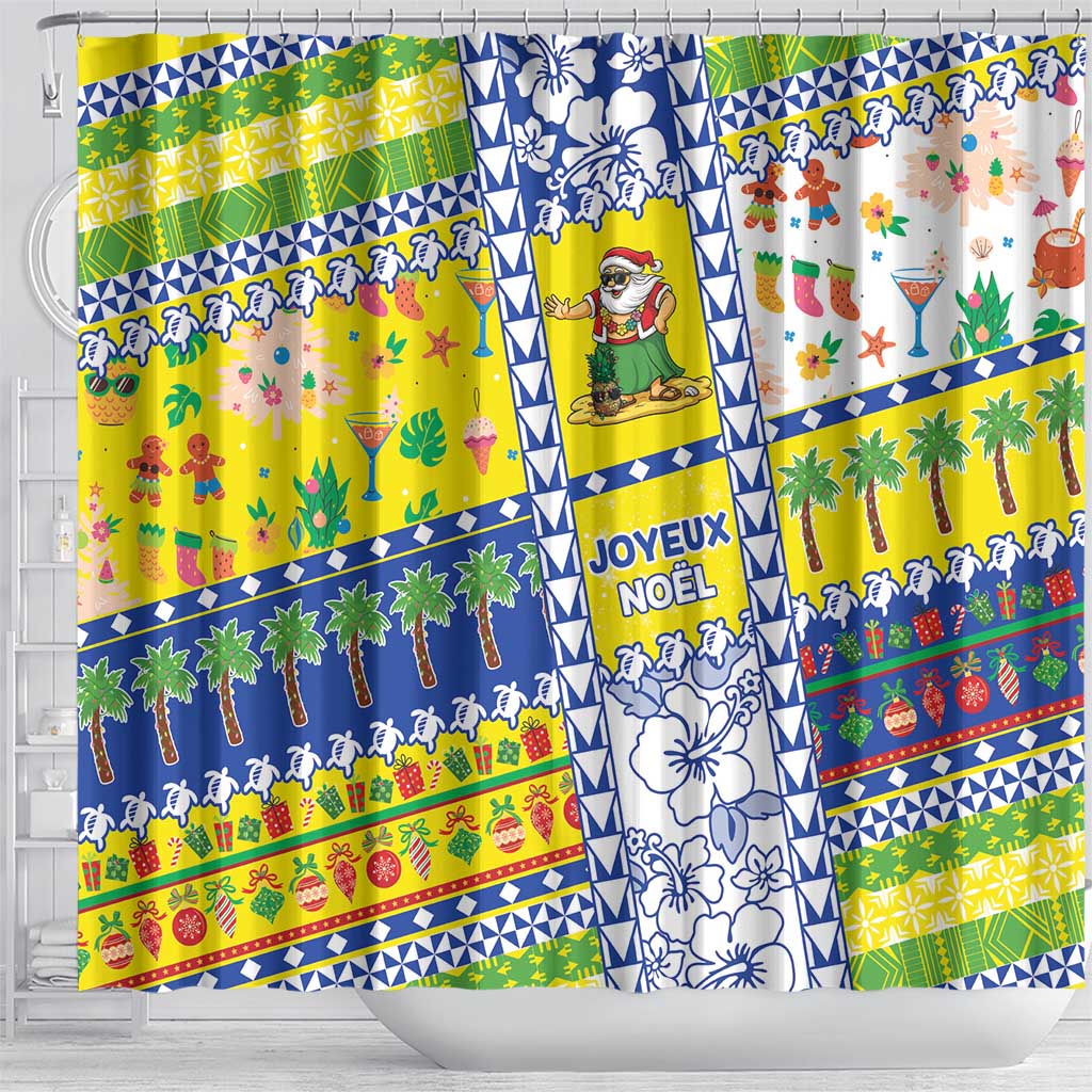 New Caledonia Christmas Shower Curtain Festive Beach Vibes - Polynesian Pride