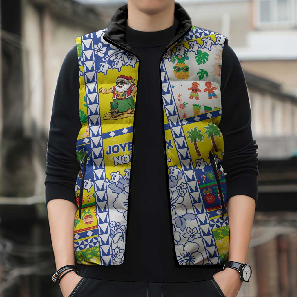 New Caledonia Christmas Sleeveless Puffer Jacket Festive Beach Vibes - Polynesian Pride