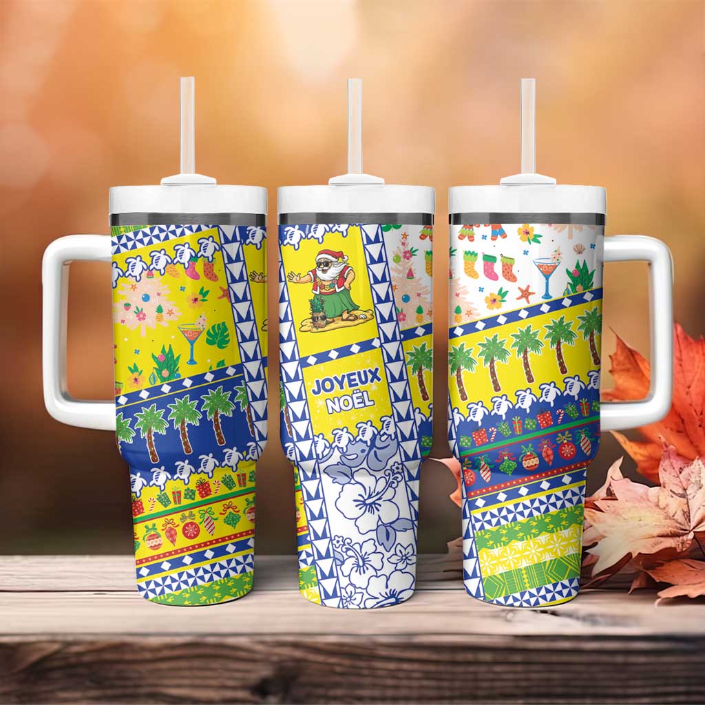 New Caledonia Christmas Tumbler With Handle Festive Beach Vibes - Polynesian Pride