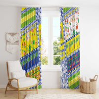 New Caledonia Christmas Window Curtain Festive Beach Vibes - Polynesian Pride