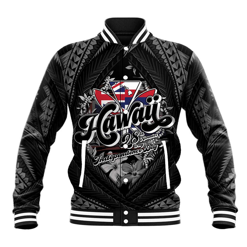 Hawaii November 28th Baseball Jacket Kanaka Maoli Tribal Pattern - Polynesian Pride